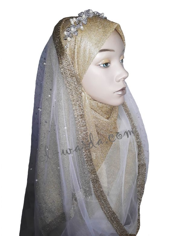  HIJAB POUR MARIAGE  suha dor  et argent e El Warda com